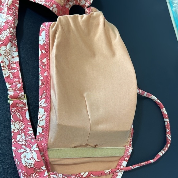 J. Crew O-Ring Bandeau Bikini Top Women's Plus 3X Pink Tossed Floral New BH555 - Picture 6 of 13